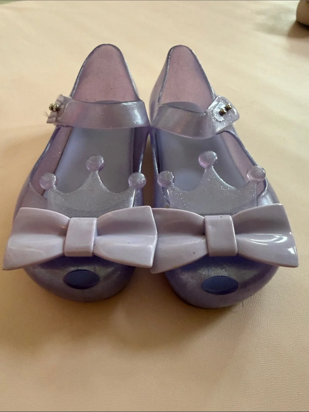 Mini Melisa Girls Purple Bow Jelly Mary Jane Shoes